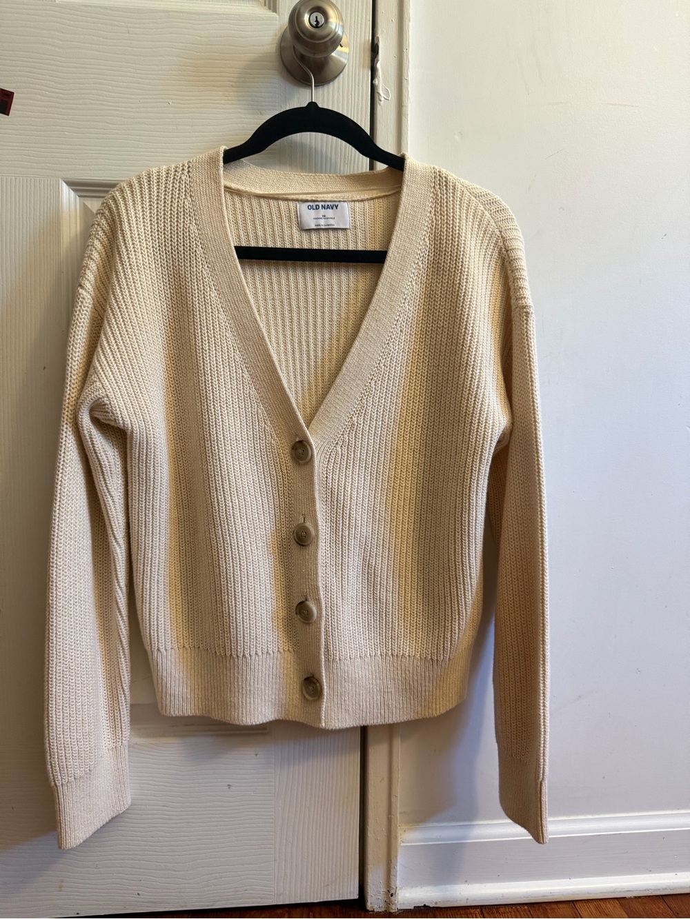 Old Navy Beige V-Neck Button Front Cardigan